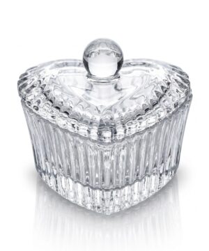 Glass Crystal Dappen Dish Jar with lid - Heart Small
